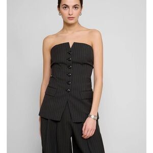 NWT - Pixie Market - Pinstripe Button Strapless Top